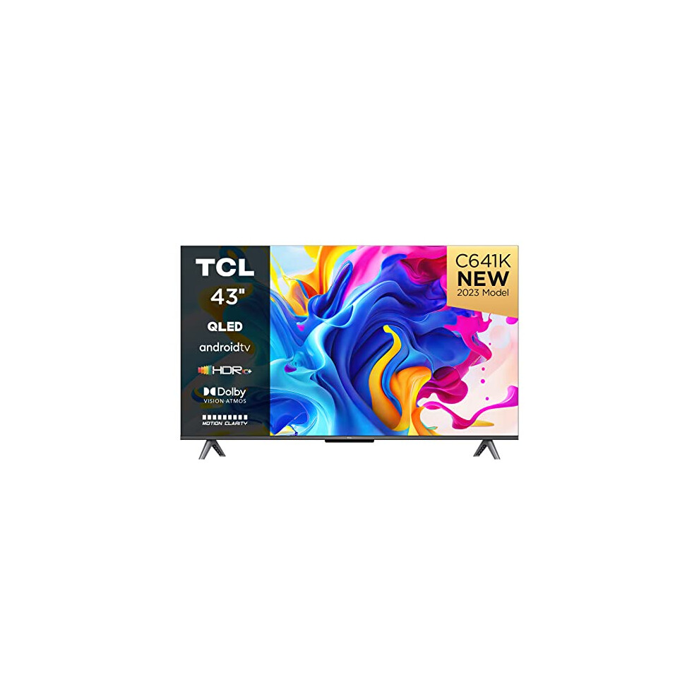TCL 43C641K 43-inch QLED Television, 4K Ultra HD, 4K Android TV Smart TV (Game Master, Dolby Atmos, Freeview Play, Motion clarity, Hands-Free Voice 